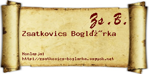 Zsatkovics Boglárka névjegykártya